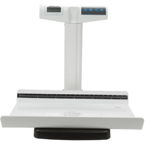 Báscula digital pediátrica con tallímetro para medir peso y talla de bebés en clínicas en Ecuador.