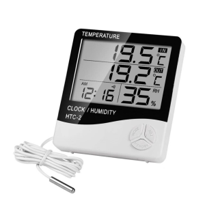 Termohigrómetro digital para medición de temperatura y humedad ambiental en Ecuador.